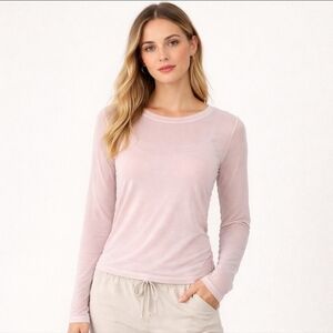Adam Levine Blush Pink Sheer Mesh Long Sleeve Top M